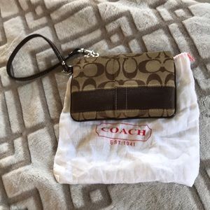 Coach brown wristlet